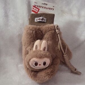 Labubu Tan Women's Mittens with Adorable Labubu Design